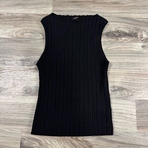 Quince Cotton Cashmere Ribbed Tank in Black Size Large